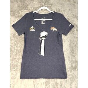 Nike Denver Broncos Super Bowl 50 Womens Medium V-Neck T-Shirt NFL Football Tee